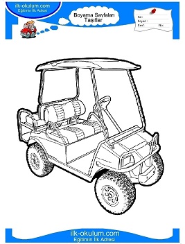 Çocuklar İçin Golf-Arabası Boyama Sayfaları 